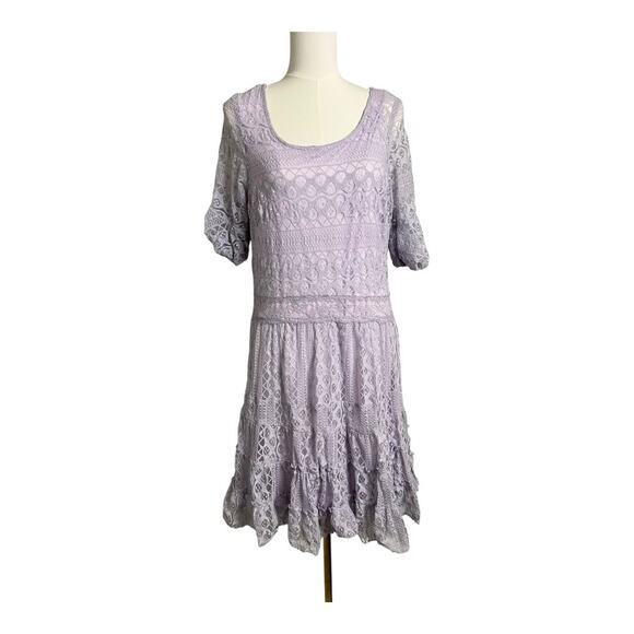 Rods Dresses & Skirts - Purple Lace Boho Dress Cottage Indie Fairy Festival Hippie XL Drop Waist